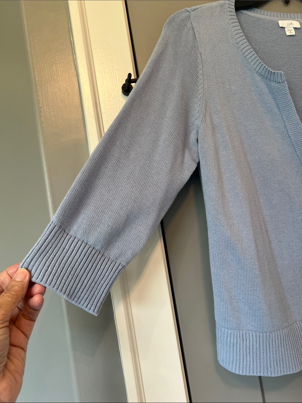 J Jill Light Blue Button-Front Cardigan Medium Petite - Picture 4 of 11